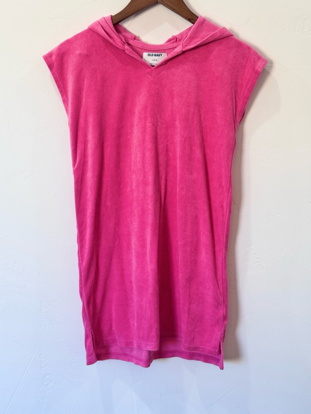 Old Navy Hot Pink Hooded Terry Cloth \ Swim Cover-Up, Girl Large (10-12)